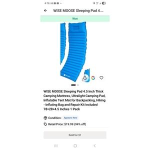 Sleeping Pad - 4.5 Inch Thick Camping Mattress, Ultralight Camping Pad, Inflatab